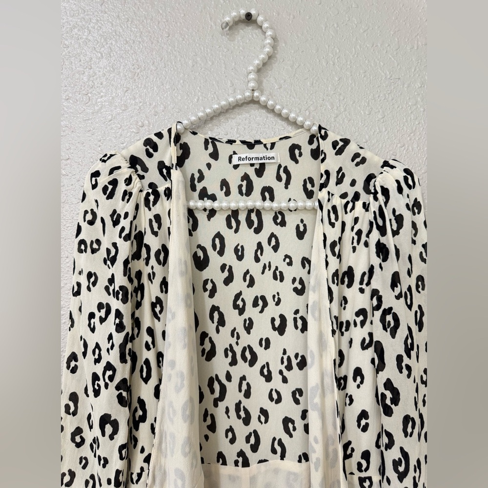 Reformation Wrap Midi Dress Leopard Print Size S - Picture 7 of 9